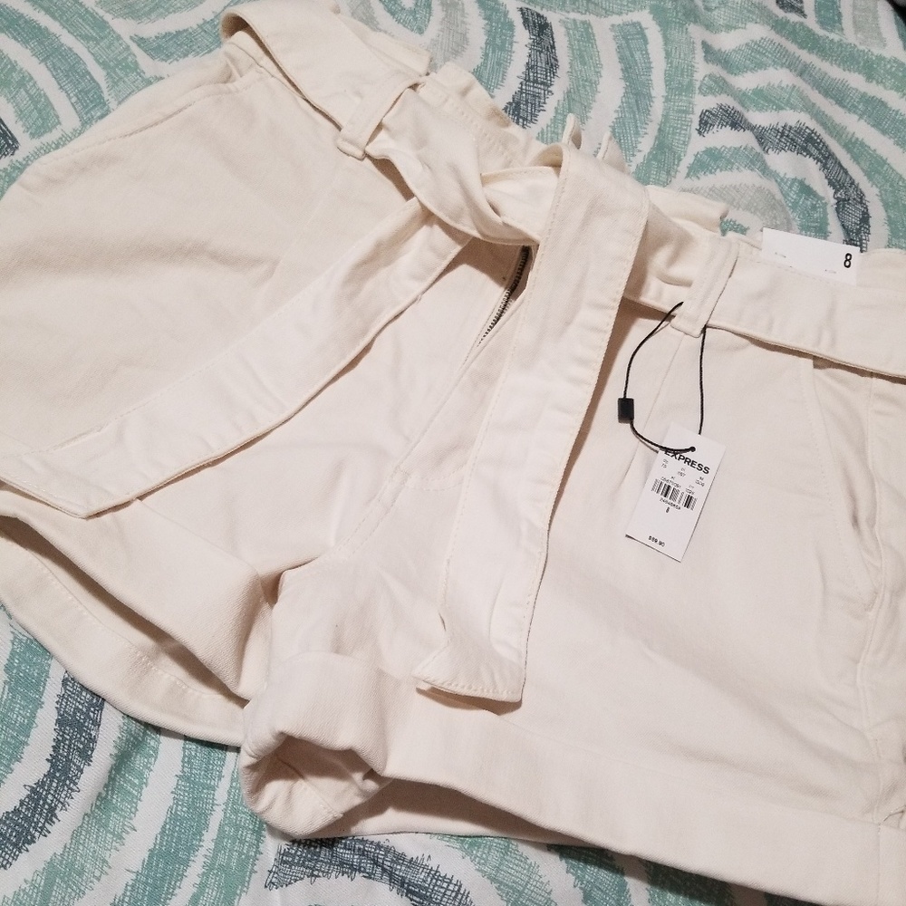 Express High Rise stretch white short